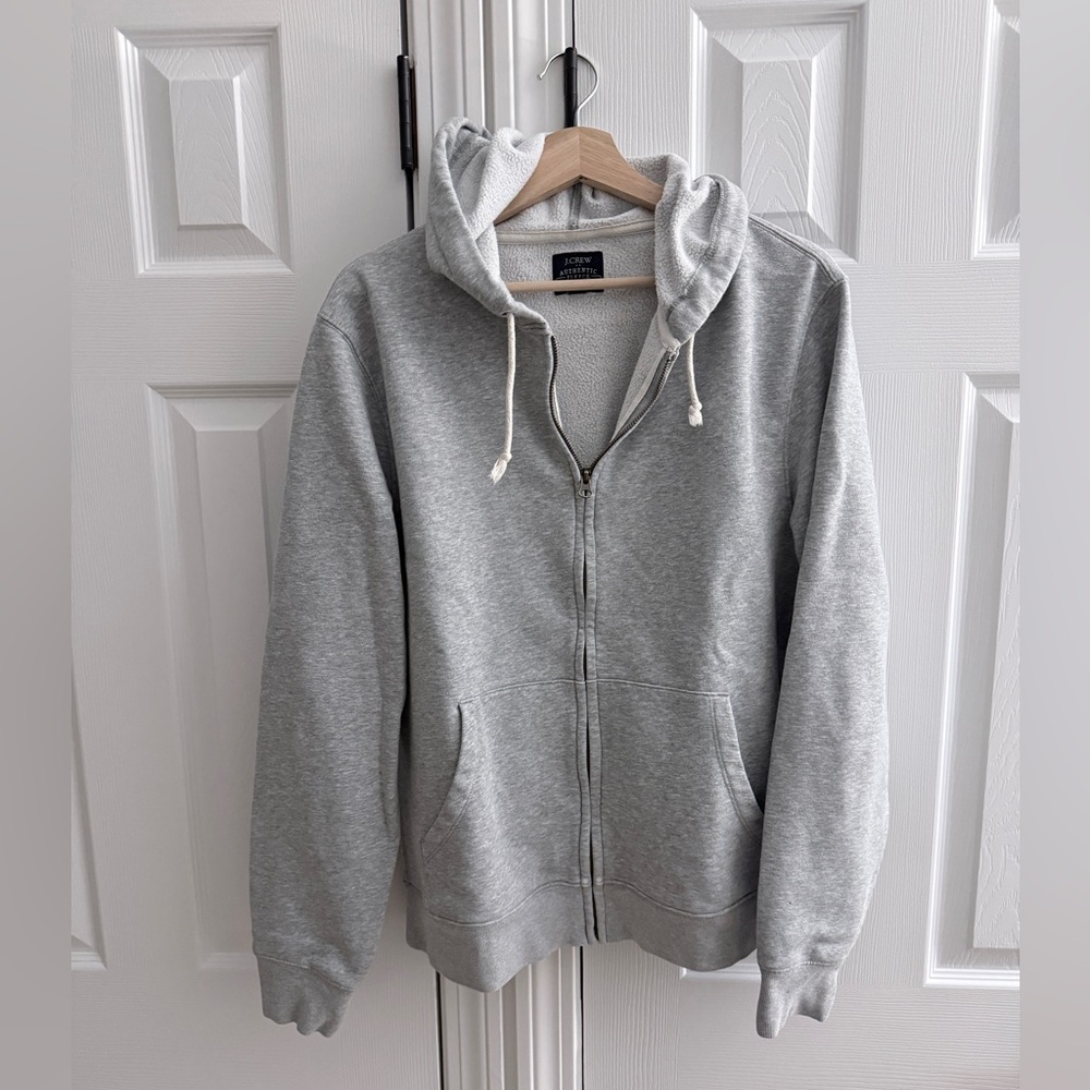 J. Crew Factoy Men's Gray Fleece full-zip hoodie